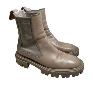 ZARA BOOTS Booties Chelsea Leather Beige SIZE 5